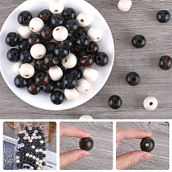 90Pcs 3 Colors Natural Wood European Style Beads&nbsp;OPDL-GF0001-01