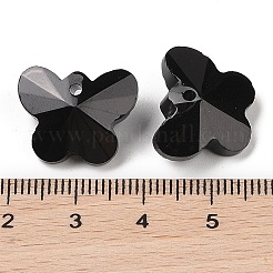 ガラスチャーム  ポイントバック  多面カット  蝶のチャーム  ブラック  14x17.5x9mm  穴：1.6mm&nbsp;GLAA-E050-03