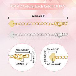 20Pcs 2 Colors Brass Curb Chain Extender&nbsp;KK-UN0001-79