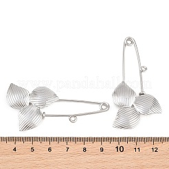 トリリウム304ステンレススチール製安全ピンブローチ金具  ループ付きキルトピン  ステンレス鋼色  60x30x8mm  穴：2mm&nbsp;SA-CBA098D-14C-P01