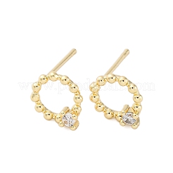 真鍮クリアキュービックジルコニアスタッドピアス  リング  18KGP本金メッキ  9.5x8mm&nbsp;EJEW-Q014-33G