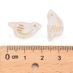 透明なアクリルビーズ  ゴールドライン入り  鳥  グリッターパウダー付き  貝殻色  20x10x6mm  穴：1.6mm  約724個/500g&nbsp;MACR-K359-53C