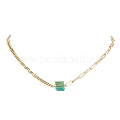 Electroplated Natural Quartz Hexagon Prism Pendant Necklaces&nbsp;NJEW-JN04996-01