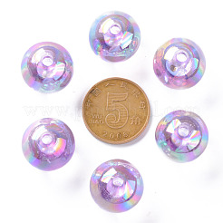 透明なアクリルビーズ  ABカラーメッキ  ラウンド  ライラック  16x15mm  穴：2.8mm  約220個/500g&nbsp;MACR-S370-B16mm-746