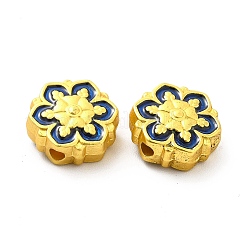 ラックメッキ合金エナメルビーズ  花  マットゴールドカラー  11.5x11x5.5mm  穴：1.8mm&nbsp;FIND-I034-20MG