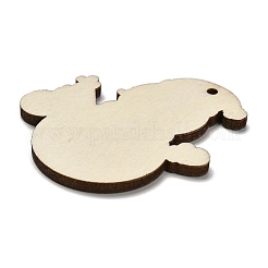 ウッドペンダント  クリスマステーマのチャーム  雪だるま  45x40x2.5mm  穴：2mm&nbsp;WOOD-Z003-02D