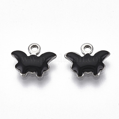 ステンレススチールエナメルチャーム201個  蝶  ステンレス鋼色  ミックスカラー  7.5x9x1.5mm  穴：1.2mm&nbsp;STAS-N088-20