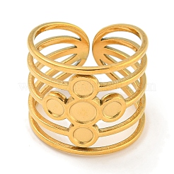 Ion Plating(IP) 304 Stainless Steel Cross Wide Open Cuff Ring Components&nbsp;RJEW-A043-06G