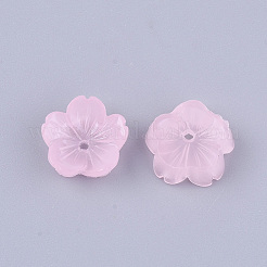 樹脂ビーズキャップ  5花びら  花  ミックスカラー  9.5x9.5x3.5mm  穴：1mm&nbsp;X-RESI-T040-025