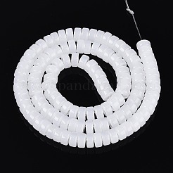 ジェイド風ガラスビーズ連売り  フラットラウンド  ホワイト  8~8.5x4~4.5mm  穴：0.7~1mm  約95~100個/連  14.57~15.35''（37~39センチメートル）&nbsp;GLAA-N026-4x8mm-J01
