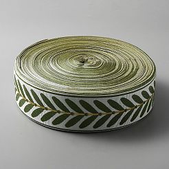 チロリアンテープ  ジャカードリボン  チロリアンリボン  服飾材料  葉の模様  ライムグリーン  2-3/8インチ（60mm）  約55.77ヤード（51m）/ロール&nbsp;OCOR-WH0070-05A