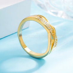 Brass Micro Pave Cubic Zirconia Finger Rings for Women&nbsp;FS-WG5E550-05