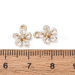 真鍮製マイクロパヴェキュービックジルコニアペンダント  花のチャーム  18KGP本金メッキ  10.5x8.5x4mm  穴：1.4mm&nbsp;ZIRC-L105-04A-G