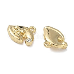 クリスマス合金クリスタルラインストーンペンダント  鉛フリー＆カドミウムフリー  ゴールドカラー  帽子  12x13x4mm  穴：1.4mm&nbsp;FIND-L026-01A-G