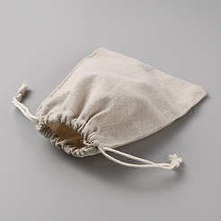 リネンポーチ  ドローストリングバッグ  長方形  小麦  20.2x15x0.7cm&nbsp;ABAG-WH0044-42B
