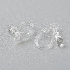 プラスチック製クリップ式イヤリングパーツ  穴開けないイヤリング  透明  12x10x1.2mm  穴：0.7mm&nbsp;X-KY-P001-08