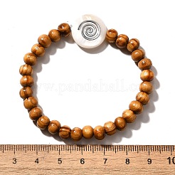 ウッドビーズキッズストレッチブレスレット  淡水シェルビーズ付き  1-3/4インチ（4.5cm）&nbsp;BJEW-JB03970-M