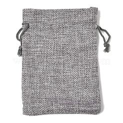 黄麻布製梱包袋ポーチ  巾着袋  グレー  14x10x0.4cm&nbsp;ABAG-XCP0001-13