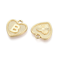 合金ペンダント  カドミウムフリー＆ニッケルフリー＆鉛フリー  文字付きのハート  18KGP本金メッキ  文字.b  16x15x2mm  穴：2mm&nbsp;PALLOY-N157-001B-NR