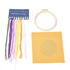 刺繡キット  DIYクロスステッチキット  刺繡フープ付き  菊柄の針と布  色付きの糸  命令  キクの柄  21.4x21x0.03cm  1色/ライン  7色&nbsp;DIY-M026-02A