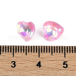 ポイントガラスラインストーンカボション  模造トルマリン  多面カット  ハート  ピンク  8x8x5mm&nbsp;GGLA-S003-02A