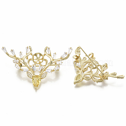 Brass Micro Pave Cubic Zirconia Brooch Findings&nbsp;KK-R136-007-NF