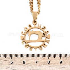 201 Stainless Steel Costura Sewing Machine Holloe Pendant Necklaces&nbsp;LS-NJEW-K283-28G