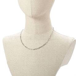 Non-Tarnish 304 Stainless Steel Paperclip Chains Necklace&nbsp;NJEW-JN03593-02