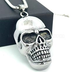 Punk Retro 304 Stainless Steel Skull Pendant Necklaces for Women Men&nbsp;SH9006