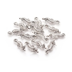 チベット風合金チャーム  鉛フリー＆カドミウムフリー  シーホース  アンティークシルバー  22x9x3mm  穴：1.5mm&nbsp;X-TIBEP-A19239-AS-RS