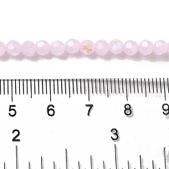 ジェイド風ガラスビーズ連売り  ファセット（32ファセット）  ラウンド  パールピンク  4mm  穴：0.8mm  約87~93個/連  32~33cm&nbsp;EGLA-A035-J4mm-L02