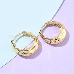 304ステンレススチール製ハンマー加工フープピアス（女性用）  18KGP本金メッキ  18x17x6.5mm&nbsp;EJEW-U060-01B-G