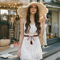 1Pc Bohemian Imitation Leather Tassel Wrap Chain Belts&nbsp;AJEW-CL0006-22