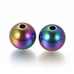 イオンプレーティング（IP）304ステンレスビーズ  ラウンド  虹色  10mm  穴：2mm&nbsp;STAS-F225-07-M