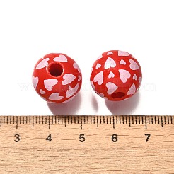 Valentine's Day Element Printed Wood Beads&nbsp;WOOD-R002-01-39