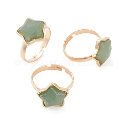 Star Natural Green Aventurine Adjustable Rings&nbsp;RJEW-H241-01G-04