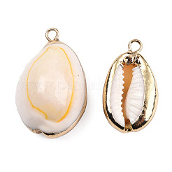 Electroplate Cowrie Shell Pendants&nbsp;X-SSHEL-S261-11