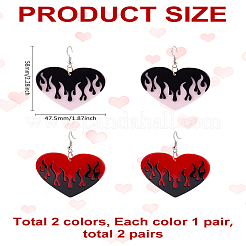 2 Pairs 2 Colors Acrylic Alloy Dangle Earrings&nbsp;EJEW-LP0001-85