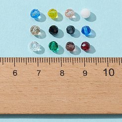 480個12色ガラスビーズ連売り  ファセット（32ファセット）  ラウンド  ミックスカラー  4mm  穴：1mm  約40PCS /カラー&nbsp;EGLA-FS0001-33