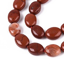 天然石レッドジャスパービーズ連売り  フラットオーバル  8x6x4mm  穴：0.8mm  約48~49個/連  14.88~15.16''（37.8~38.5センチメートル）&nbsp;G-T142-31