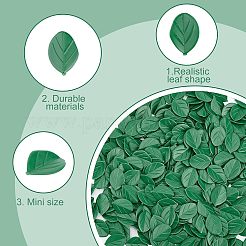 PVC模造葉300枚  ドールハウスアクセサリー用  小道具の装飾のふりをする  グリーン  14x9.5x1.5mm&nbsp;DJEW-OC0001-17