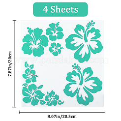 防水ペット粘着ステッカー車のステッカー  DIYの車の装飾  hibiscus rosa-sinensis  ターコイズ  205x200x0.5mm&nbsp;LS-DIY-WH0240-07B