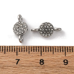 304ステンレススチールラインストーンコネクタチャーム  フラットラウンドいリンク  ステンレス鋼色  6.3x13x1.8mm  穴：1.2mm&nbsp;ZIRC-G157-36P-A-1