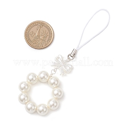Round Shell Pearl & Bowknot ABS Imitation Pearl Pendant Decoratins&nbsp;X1-HJEW-TA00363