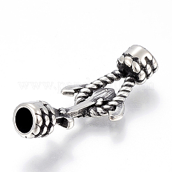 304ステンレススチールリンクコネクター  レザーコードブレスレット作り用  ロープ＆アンカー  アンティークシルバー  37x16.5x8mm  穴：5mm&nbsp;STAS-I091-30AS