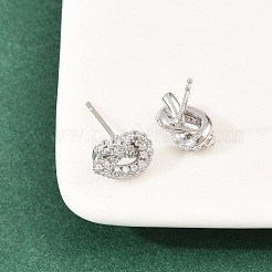 ノット真鍮マイクロパヴェキュービックジルコニアスタッドピアス  ラックめっき  長持ちメッキ  カドミウムフリー＆鉛フリー  プラチナ  透明  7x11.5mm&nbsp;EJEW-C174-01P-06