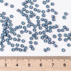 MIYUKIラウンドロカイユビーズ  日本製シードビーズ  8/0  （rr2030)マットメタリックスチールブルー光沢  8/0  3mm  穴：1mm  約2111~2277個/50g&nbsp;SEED-X0055-RR2030