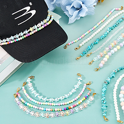 16Pcs 8 Styles Acrylic & Glass & Synthetic Turquoise Baseball Cap Chain&nbsp;HJEW-FH00162