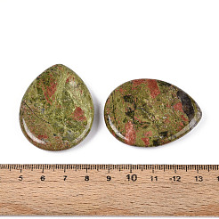 不安を和らげる天然ユナカイトの心配石  ティアドロップ  45x35x7.5~8mm&nbsp;G-T144-13G