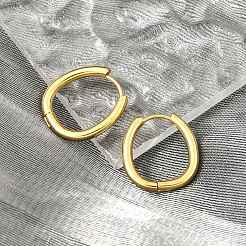PVD 真空メッキ 202 ステンレススチール ハギー オーバル フープ イヤリング  女性用304ステンレスピン付き  18KGP本金メッキ  19x18x2.5mm&nbsp;LS-EJEW-H003-07G-06